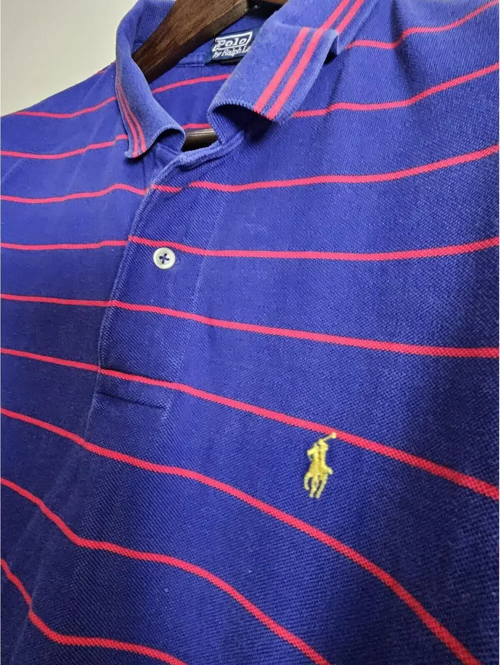 Lacoste Polo Shirt Dark Blue Mens Size XL Stripes Cotton